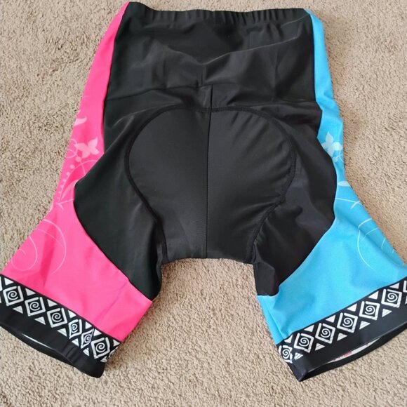 X-Tiger Woman's Padded Biking Shorts Blue Black Pink Size Large - Picture 4 of 4